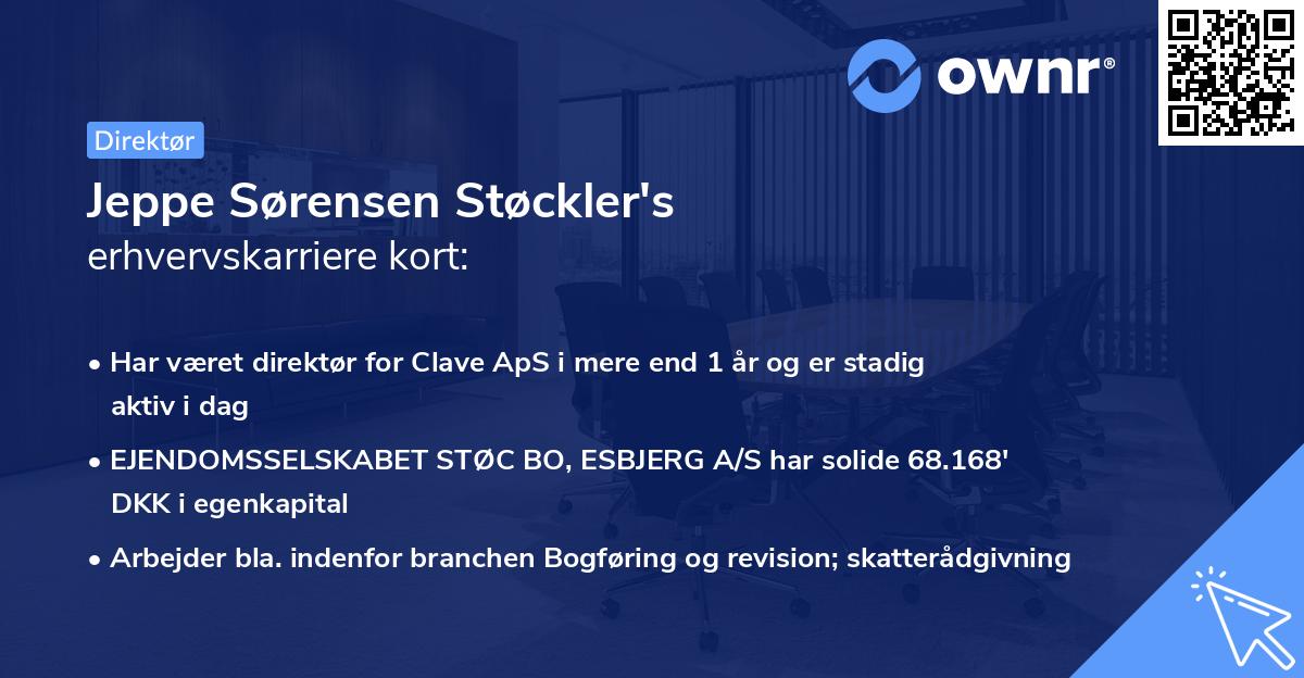 Jeppe Sørensen Støckler's erhvervskarriere kort