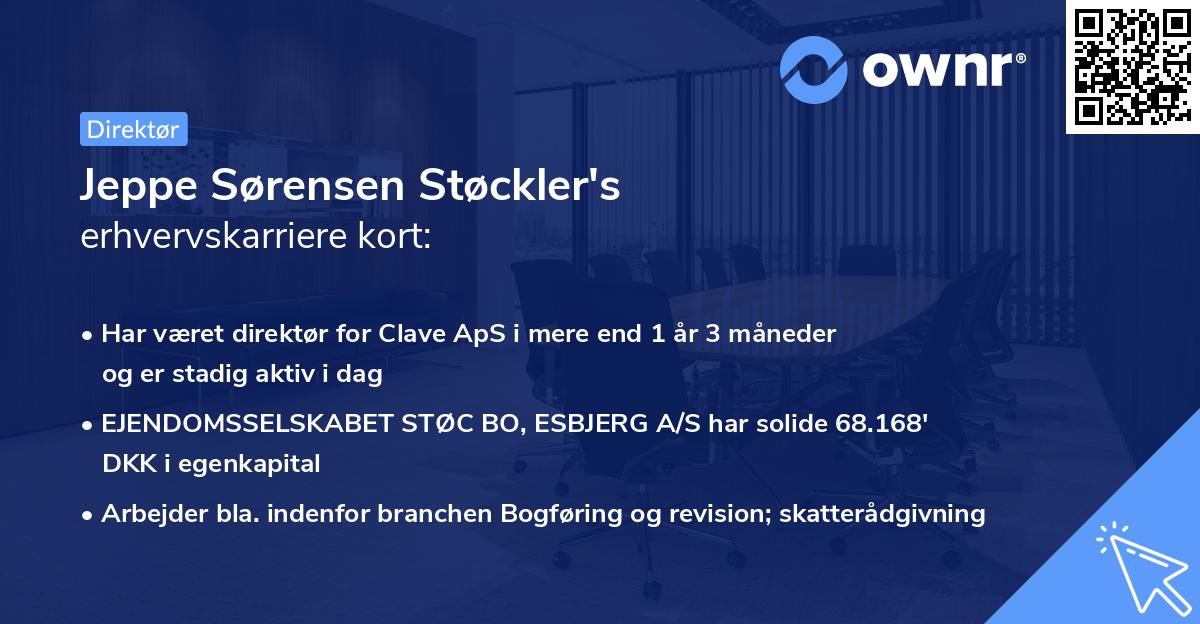 Jeppe Sørensen Støckler's erhvervskarriere kort