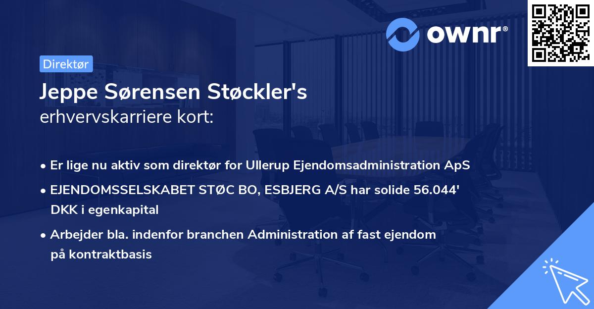 Jeppe Sørensen Støckler's erhvervskarriere kort