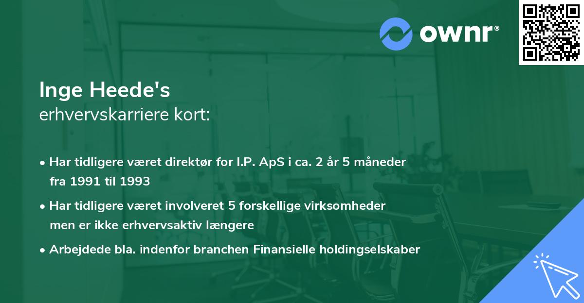 Inge Heede's erhvervskarriere kort
