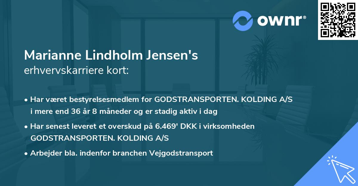 Marianne Lindholm Jensen's erhvervskarriere kort