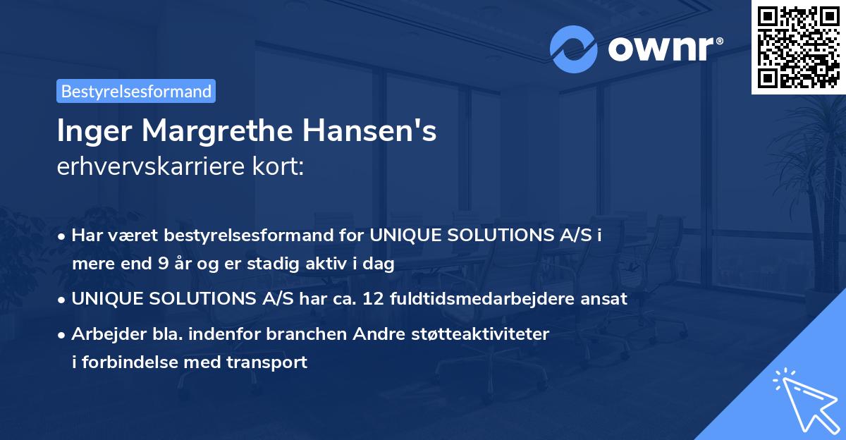 Inger Margrethe Hansen's erhvervskarriere kort