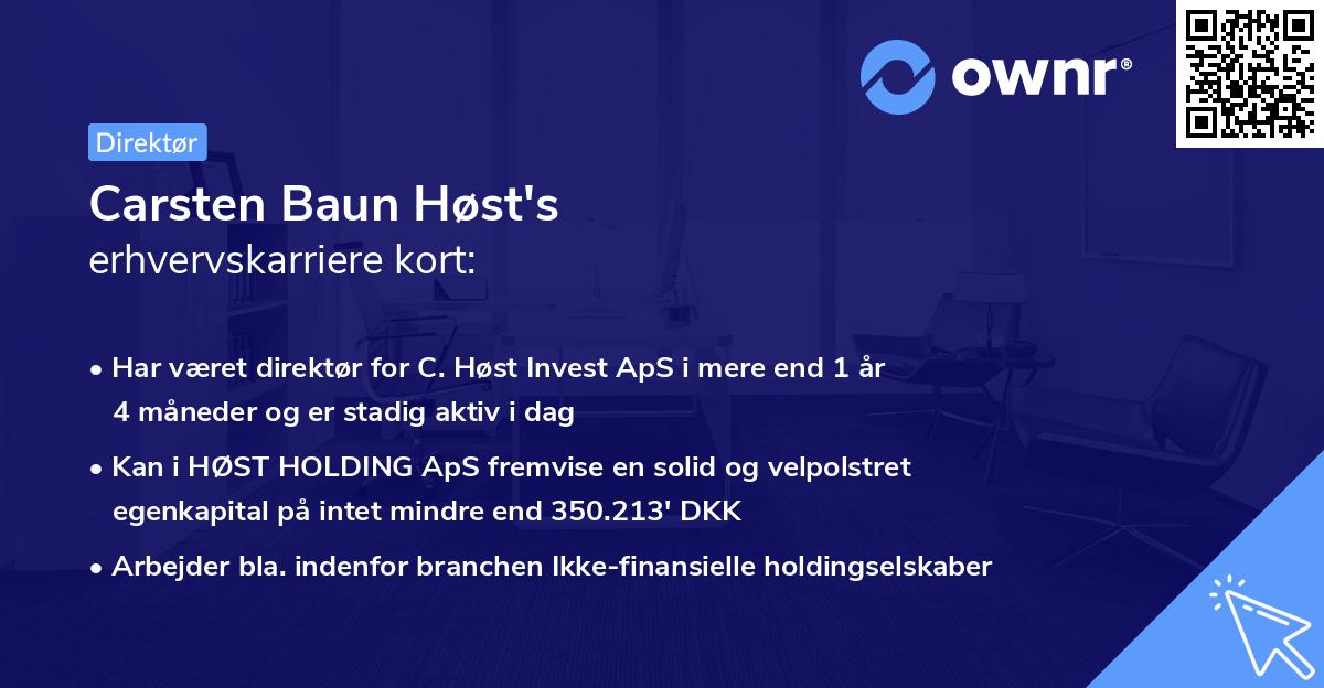 Carsten Baun Høst's erhvervskarriere kort