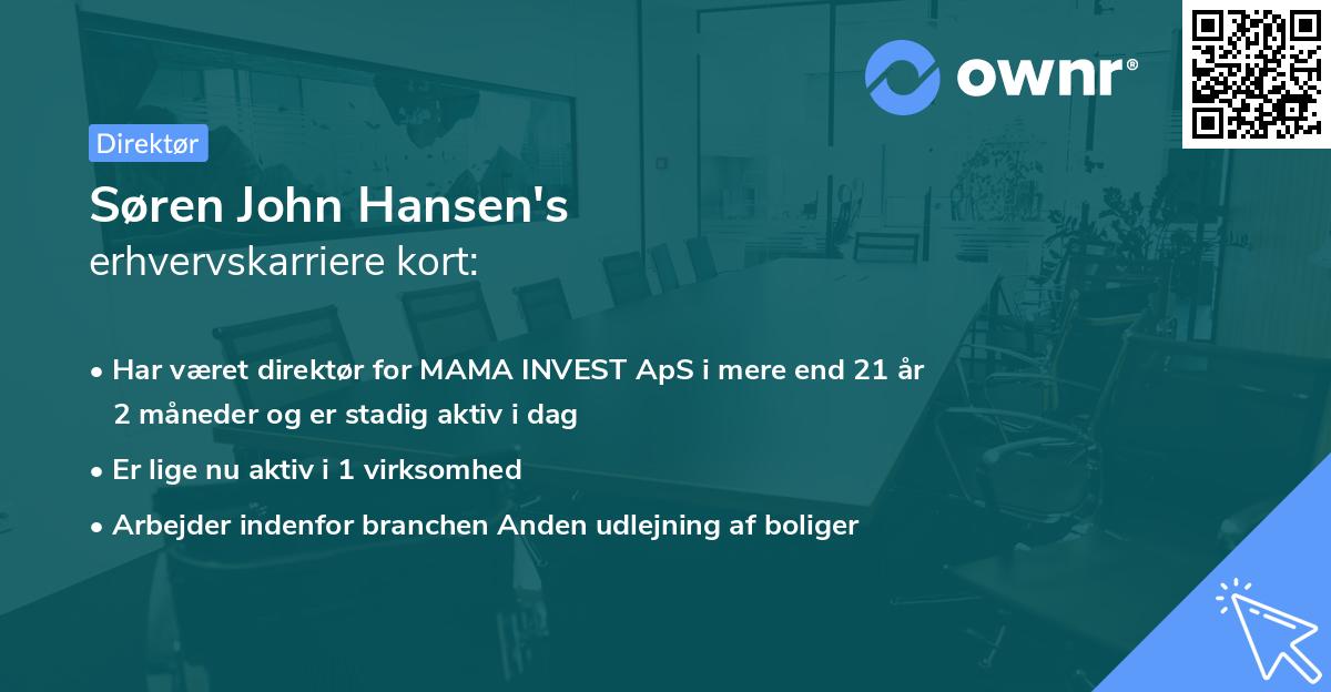 Søren John Hansen's erhvervskarriere kort