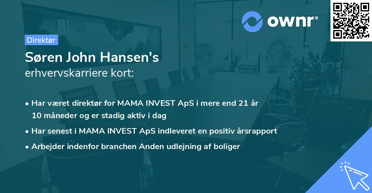 Søren John Hansen's erhvervskarriere kort