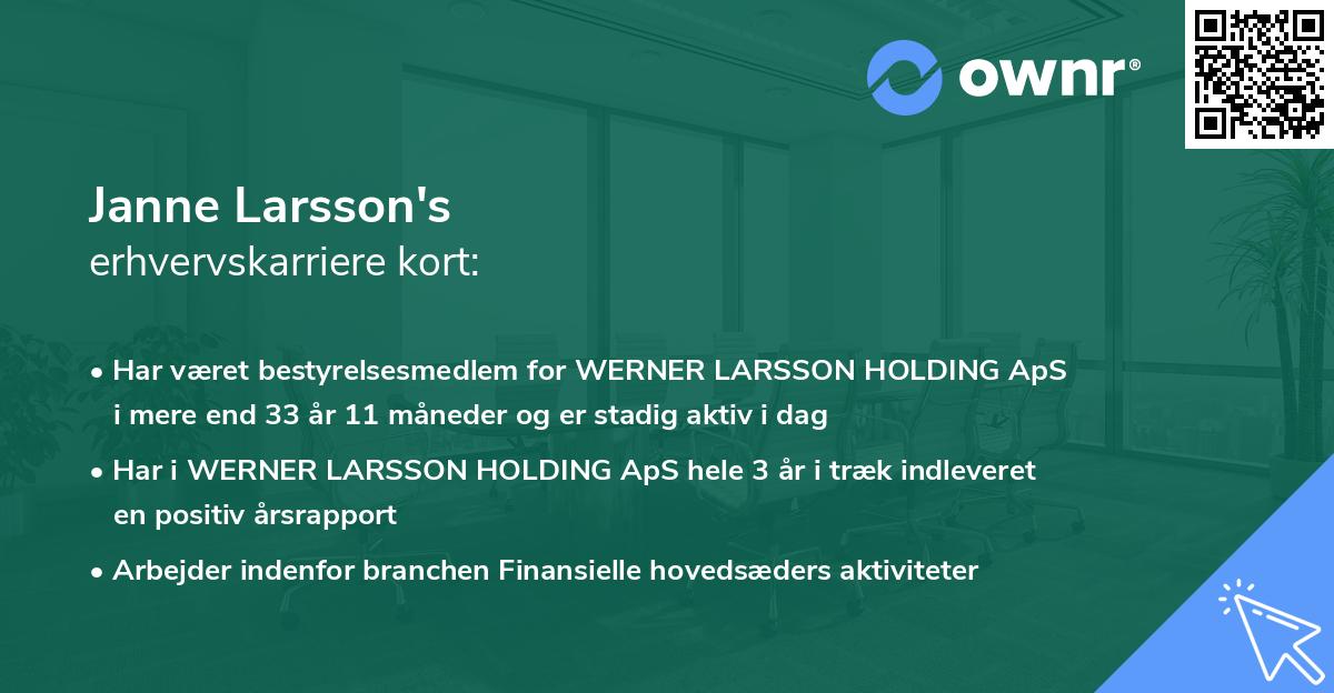 Janne Larsson's erhvervskarriere kort