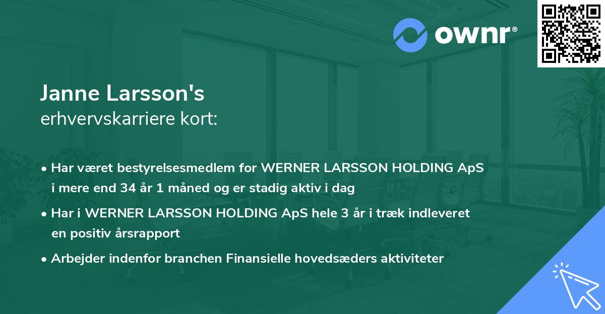 Janne Larsson's erhvervskarriere kort