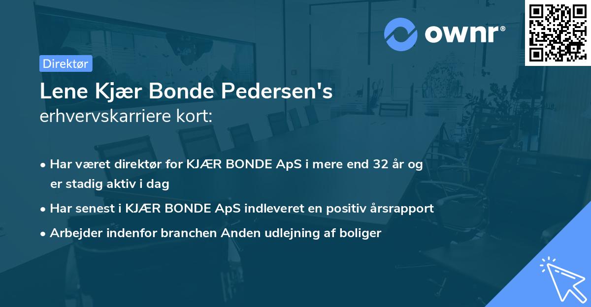 Lene Kjær Bonde Pedersen's erhvervskarriere kort