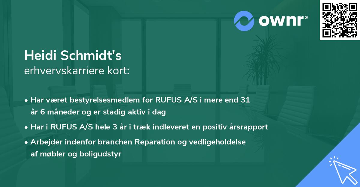 Heidi Schmidt's erhvervskarriere kort