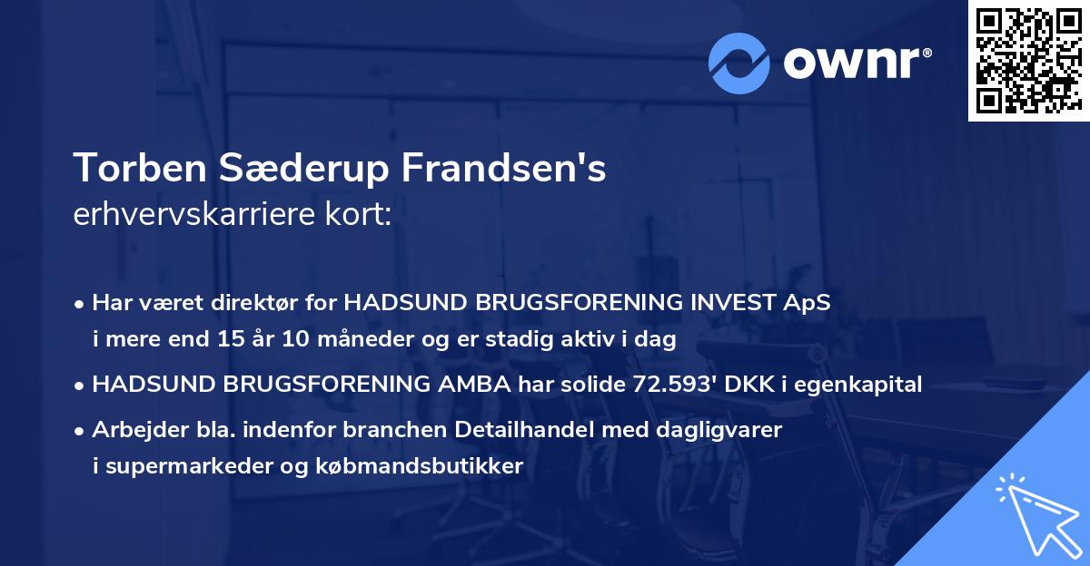 Torben Sæderup Frandsen's erhvervskarriere kort