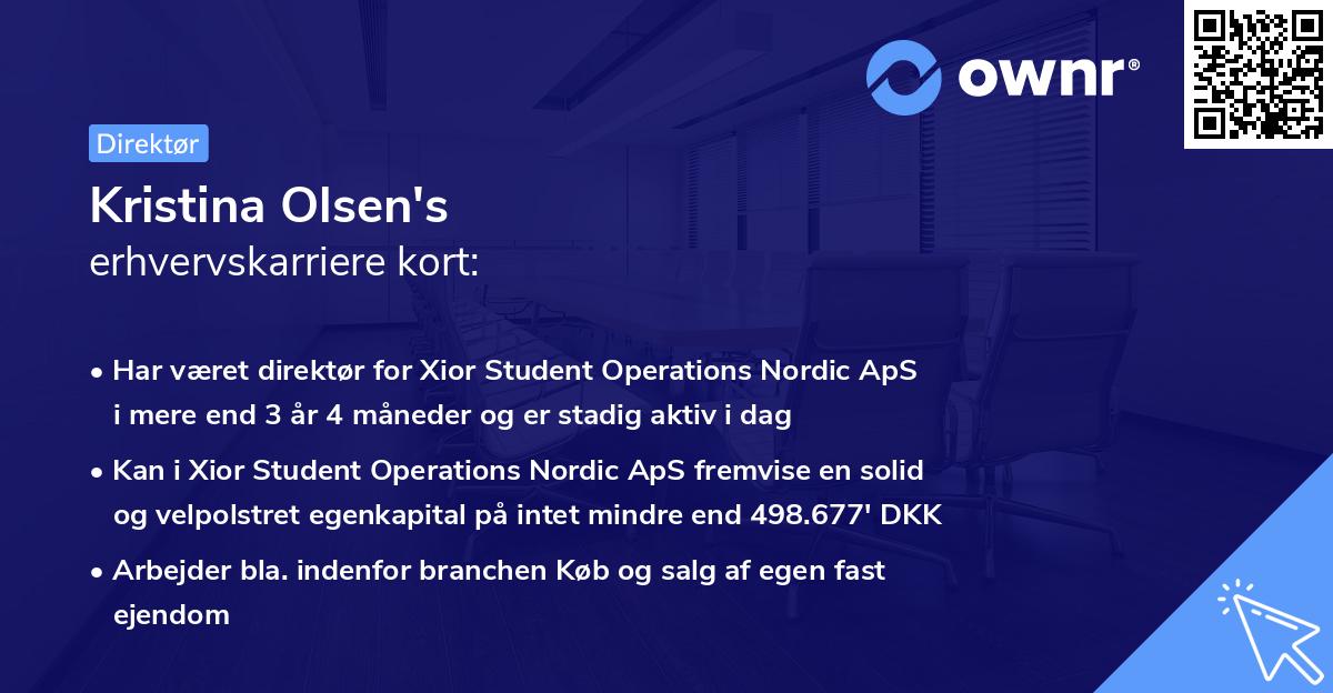 Kristina Olsen's erhvervskarriere kort