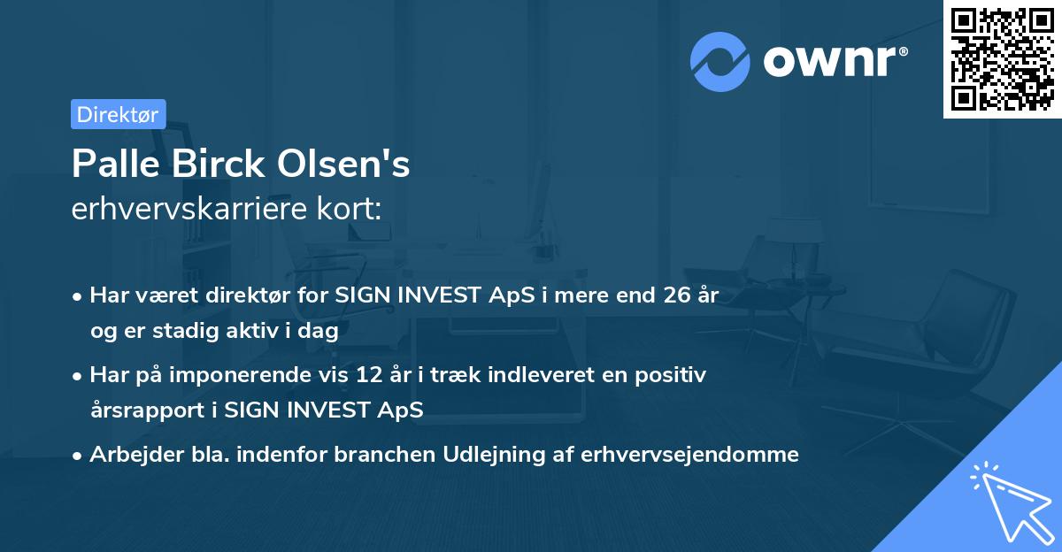 Palle Birck Olsen's erhvervskarriere kort