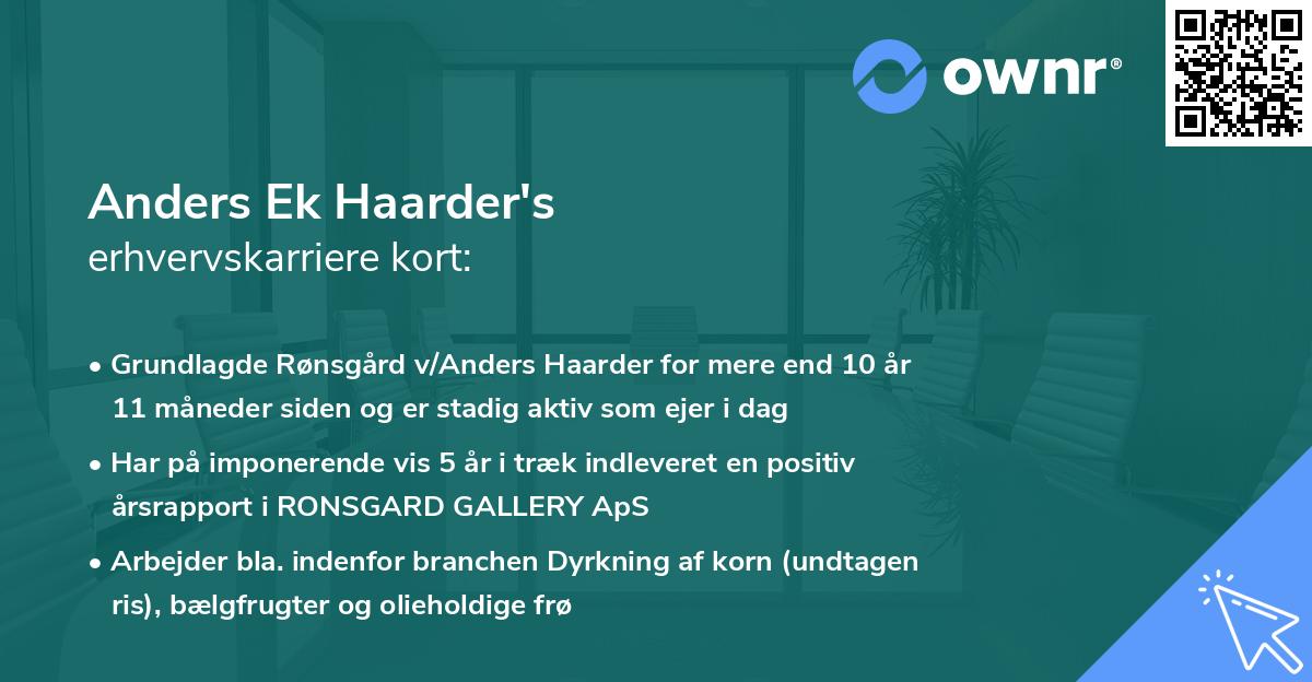 Anders Ek Haarder's erhvervskarriere kort