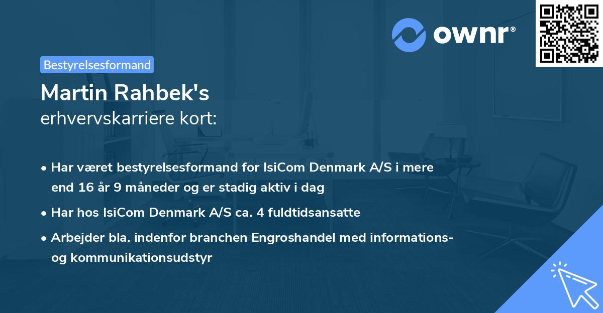 Martin Rahbek's erhvervskarriere kort