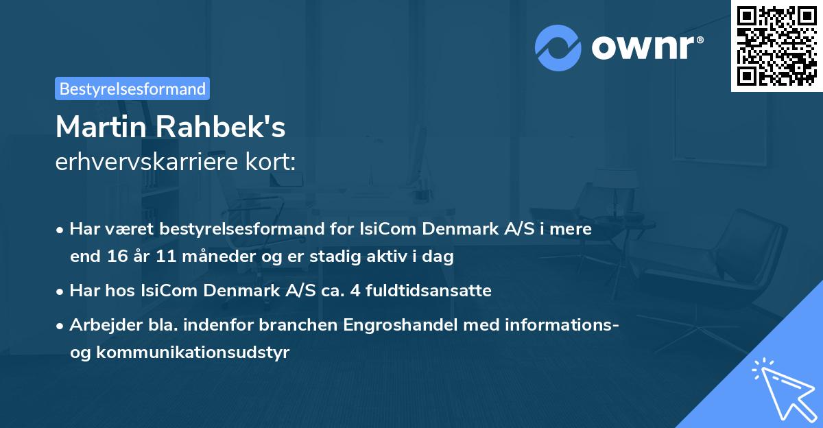 Martin Rahbek's erhvervskarriere kort