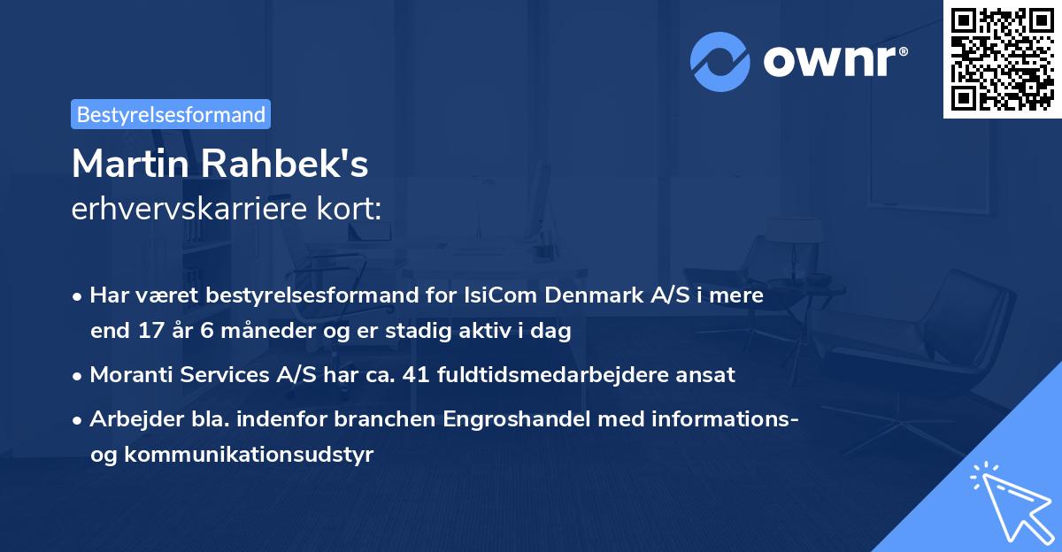 Martin Rahbek's erhvervskarriere kort
