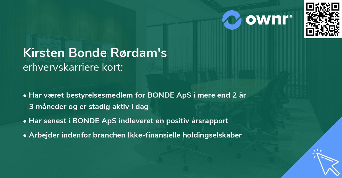 Kirsten Bonde Rørdam's erhvervskarriere kort