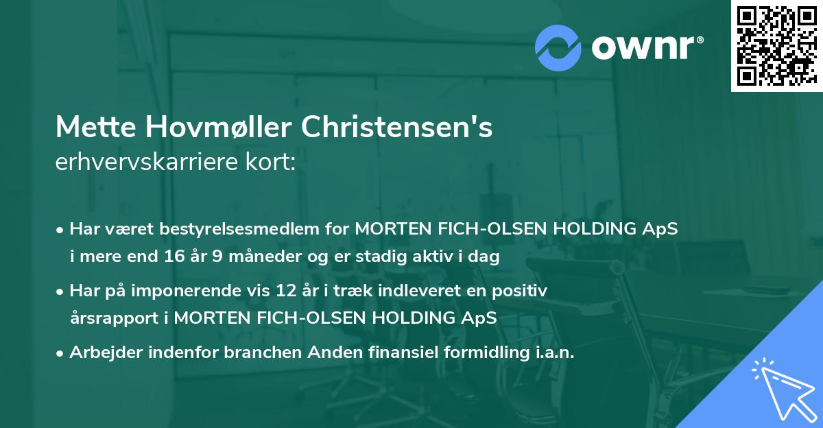 Mette Hovmøller Christensen's erhvervskarriere kort