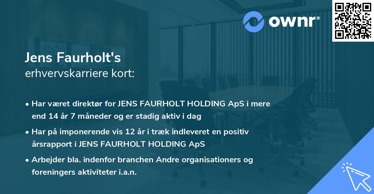 Jens Faurholt's erhvervskarriere kort
