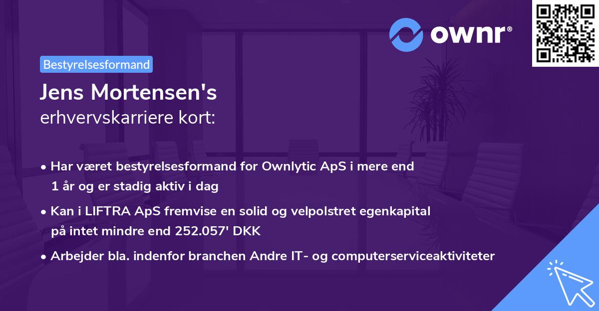 Jens Mortensen's erhvervskarriere kort