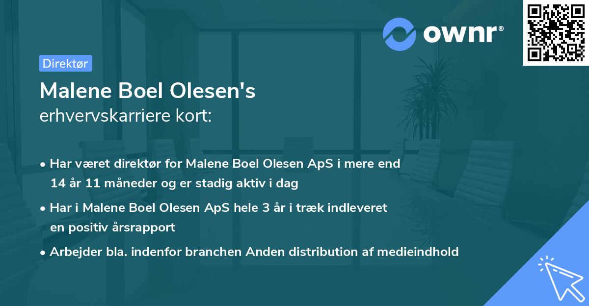 Malene Boel Olesen's erhvervskarriere kort