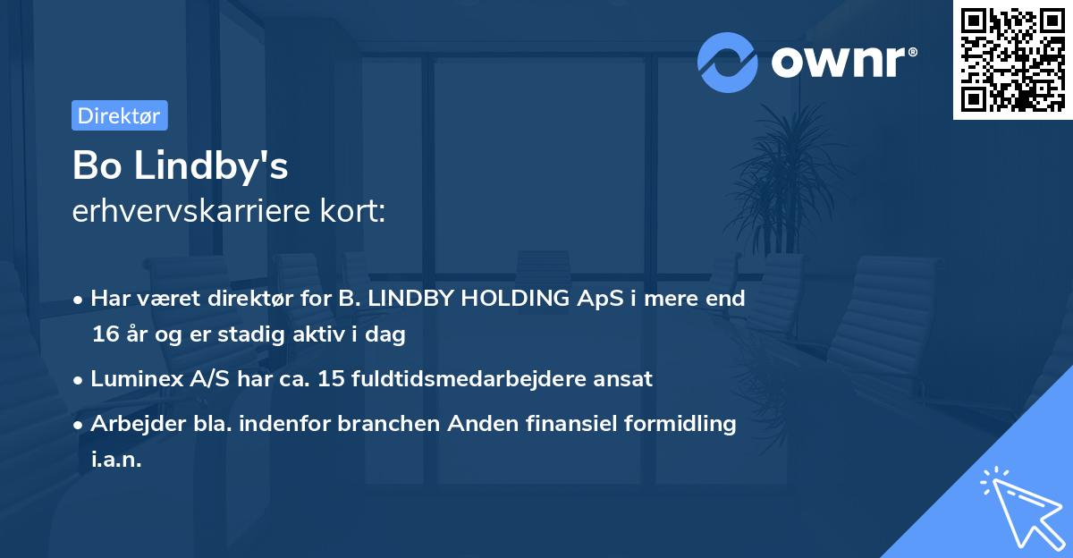Bo Lindby's erhvervskarriere kort