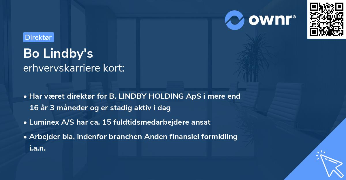 Bo Lindby's erhvervskarriere kort