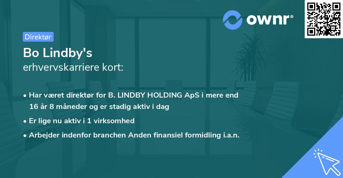 Bo Lindby's erhvervskarriere kort
