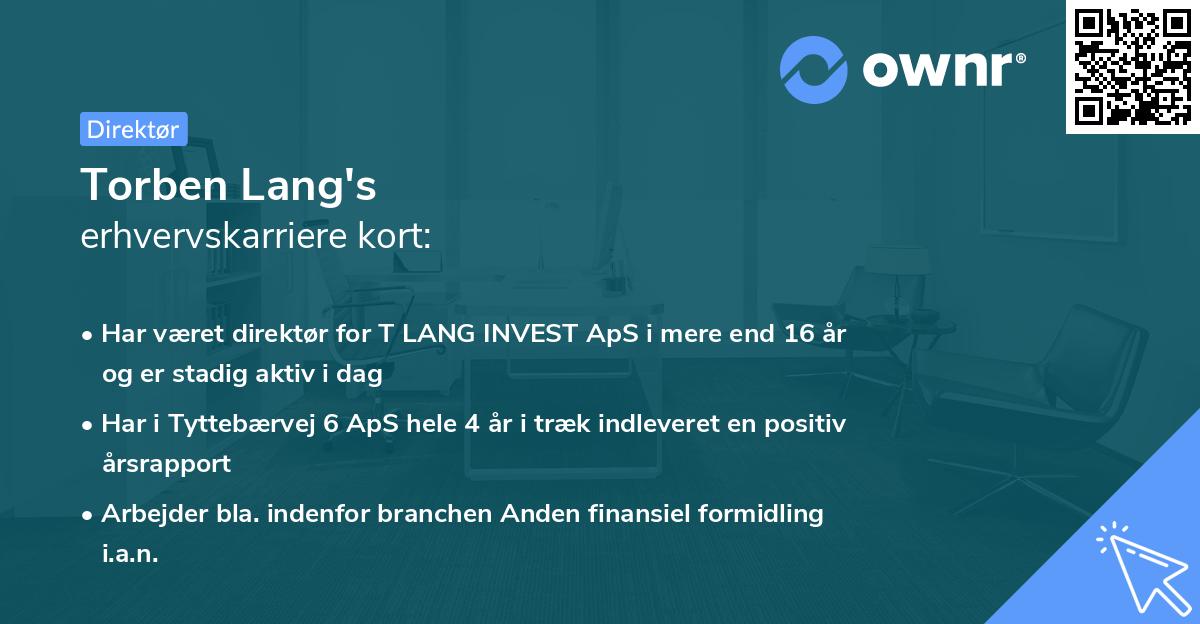 Torben Lang's erhvervskarriere kort