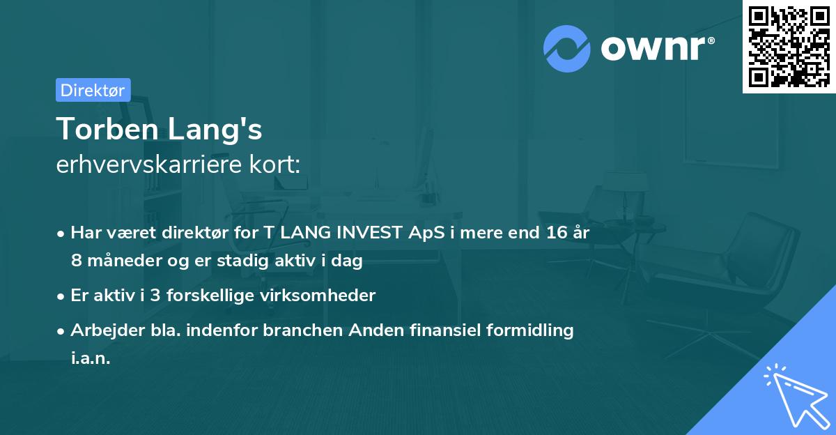 Torben Lang's erhvervskarriere kort