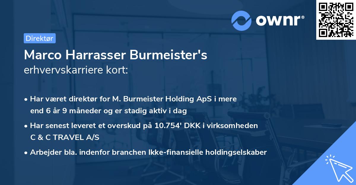 Marco Harrasser Burmeister's erhvervskarriere kort