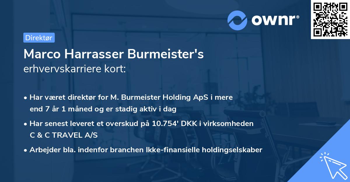 Marco Harrasser Burmeister's erhvervskarriere kort