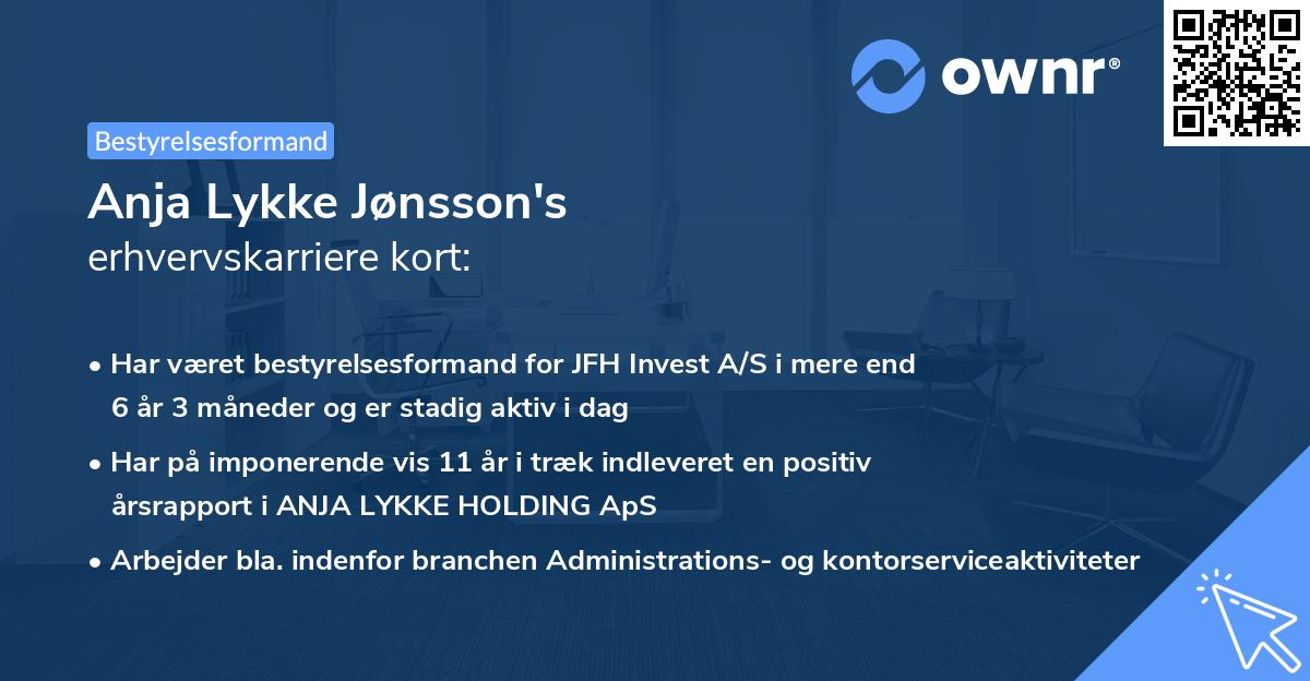 Anja Lykke Jønsson's erhvervskarriere kort