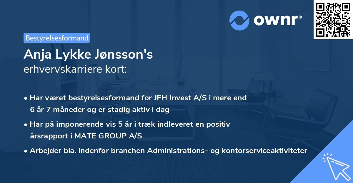 Anja Lykke Jønsson's erhvervskarriere kort