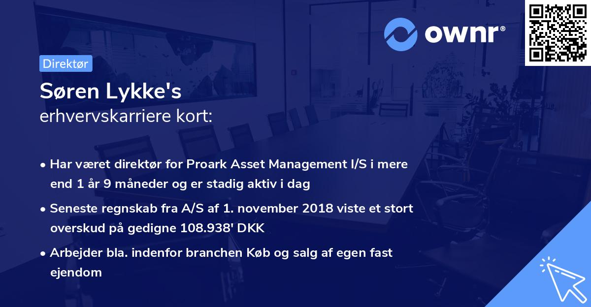 Søren Lykke's erhvervskarriere kort
