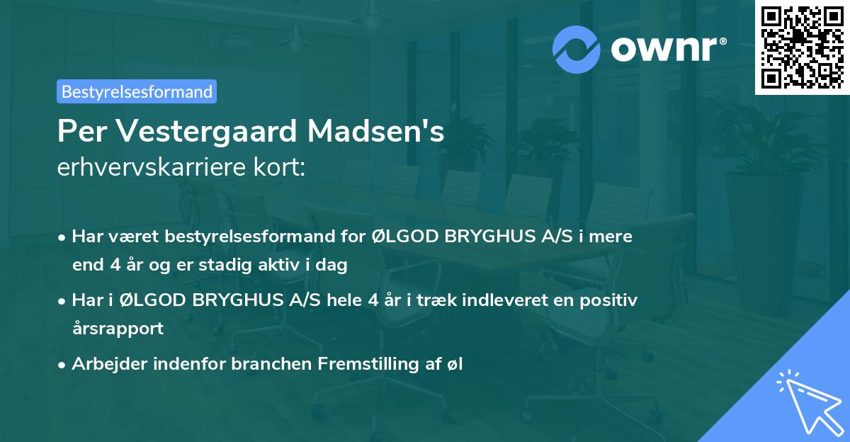 Per Vestergaard Madsen's erhvervskarriere kort