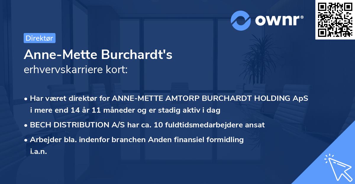Anne-Mette Burchardt's erhvervskarriere kort
