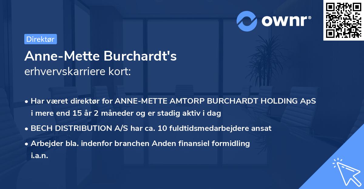 Anne-Mette Burchardt's erhvervskarriere kort