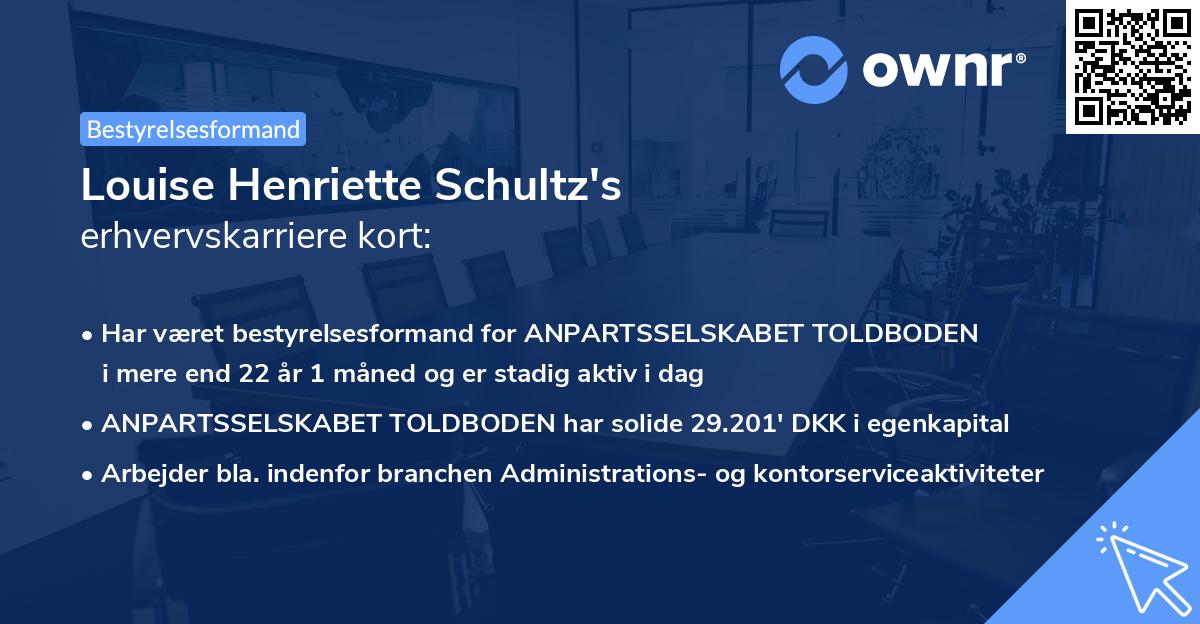 Louise Henriette Schultz's erhvervskarriere kort