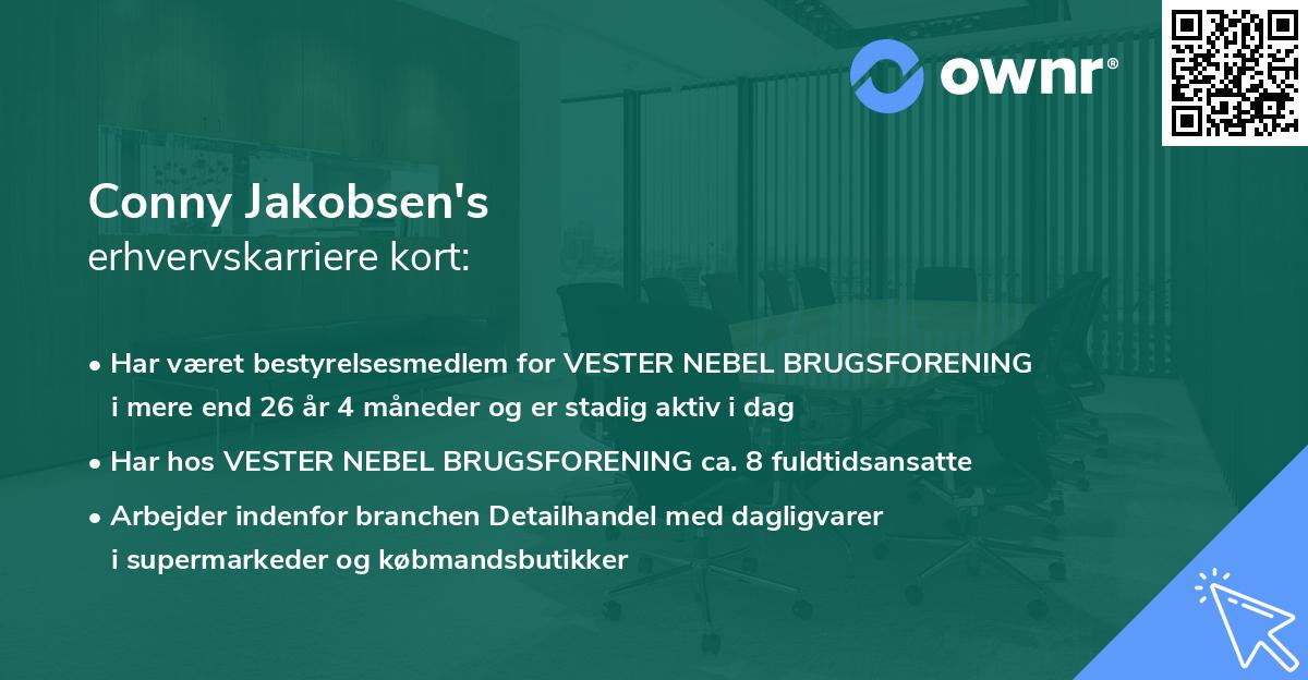 Conny Jakobsen's erhvervskarriere kort