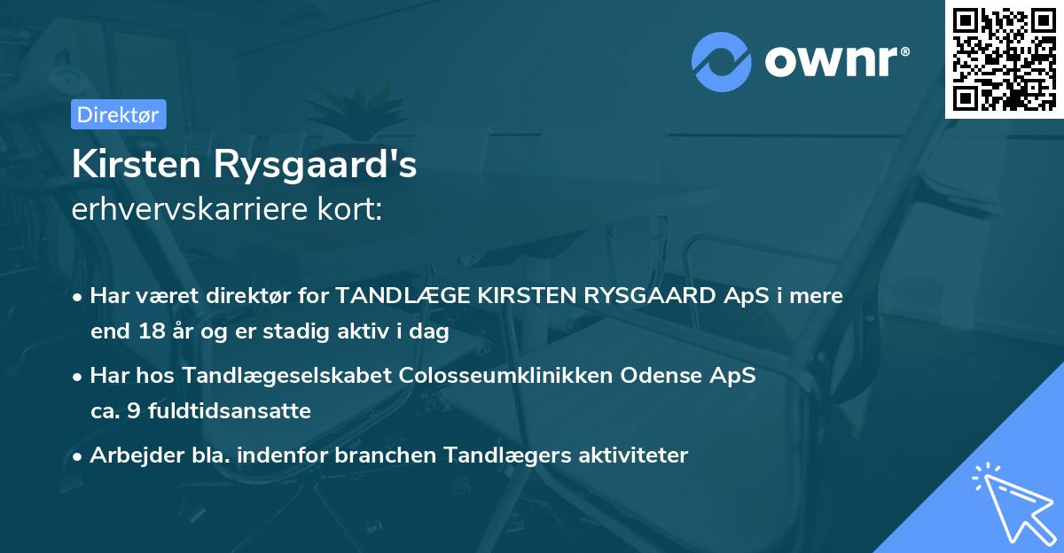 Kirsten Rysgaard's erhvervskarriere kort