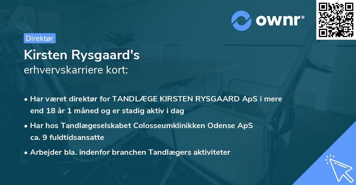 Kirsten Rysgaard's erhvervskarriere kort