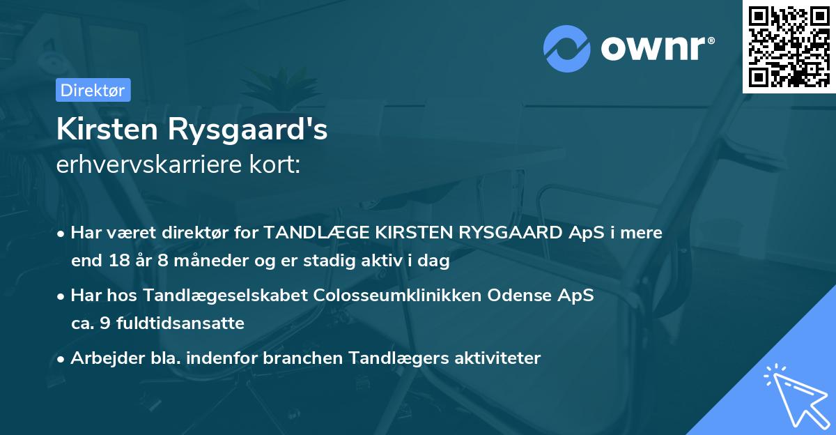 Kirsten Rysgaard's erhvervskarriere kort
