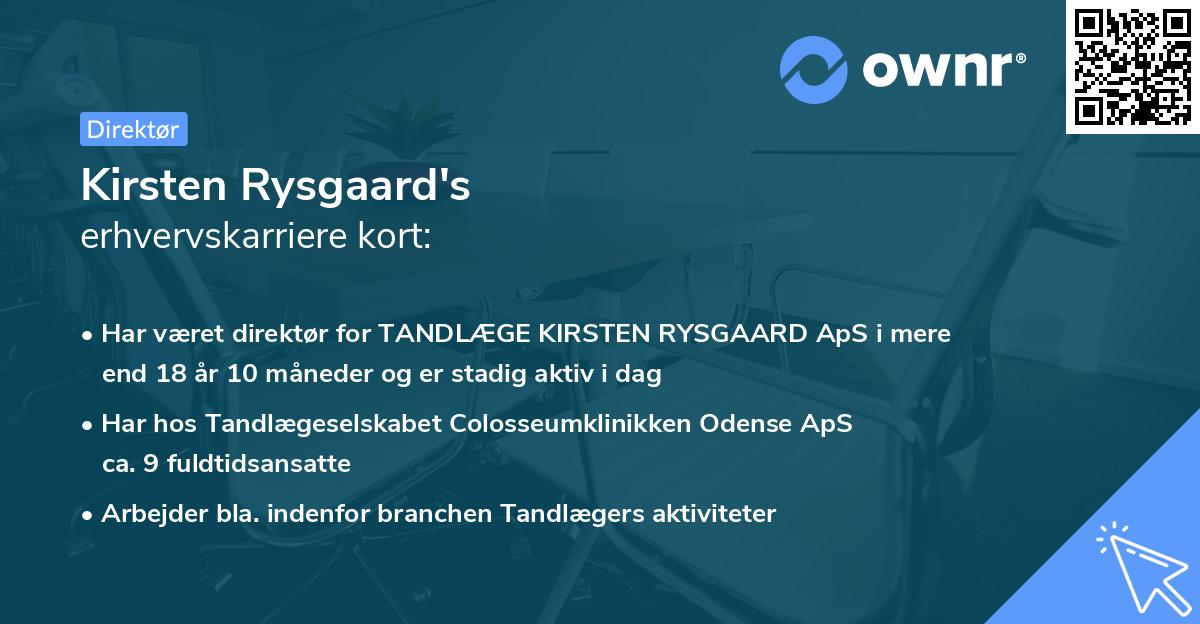 Kirsten Rysgaard's erhvervskarriere kort