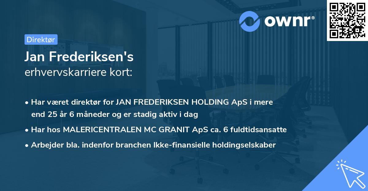 Jan Frederiksen's erhvervskarriere kort