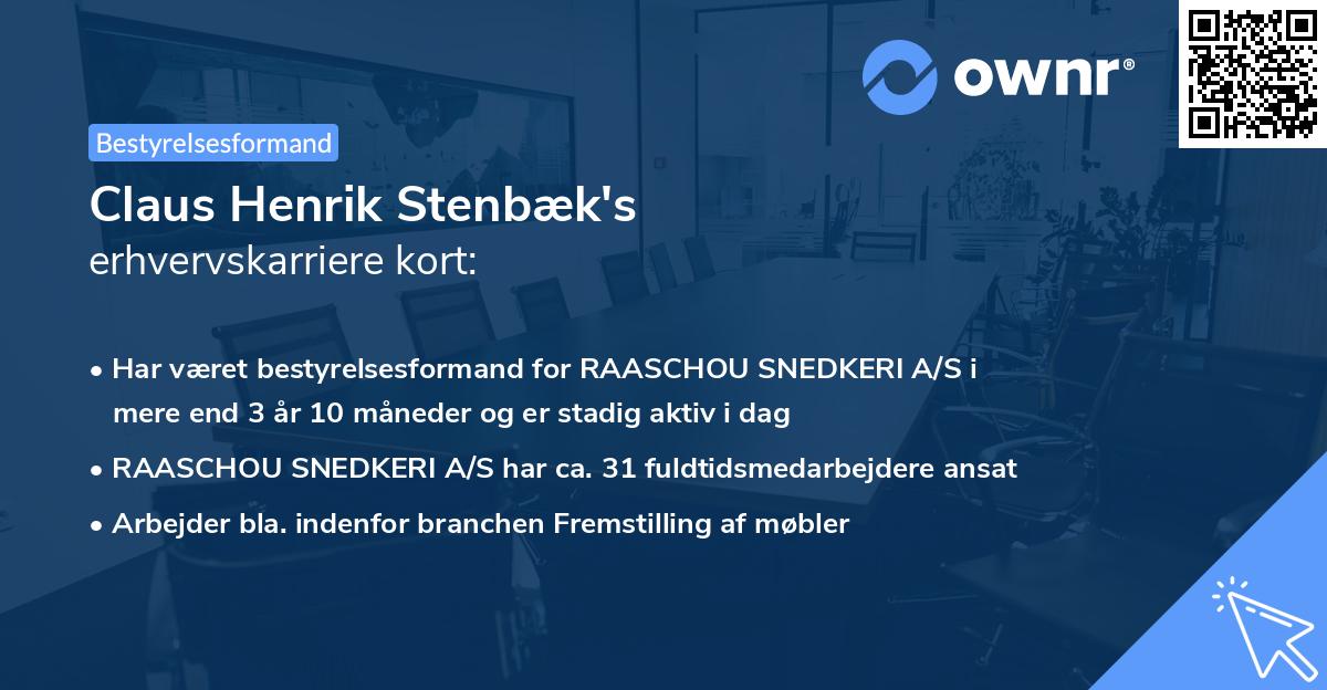 Claus Henrik Stenbæk's erhvervskarriere kort