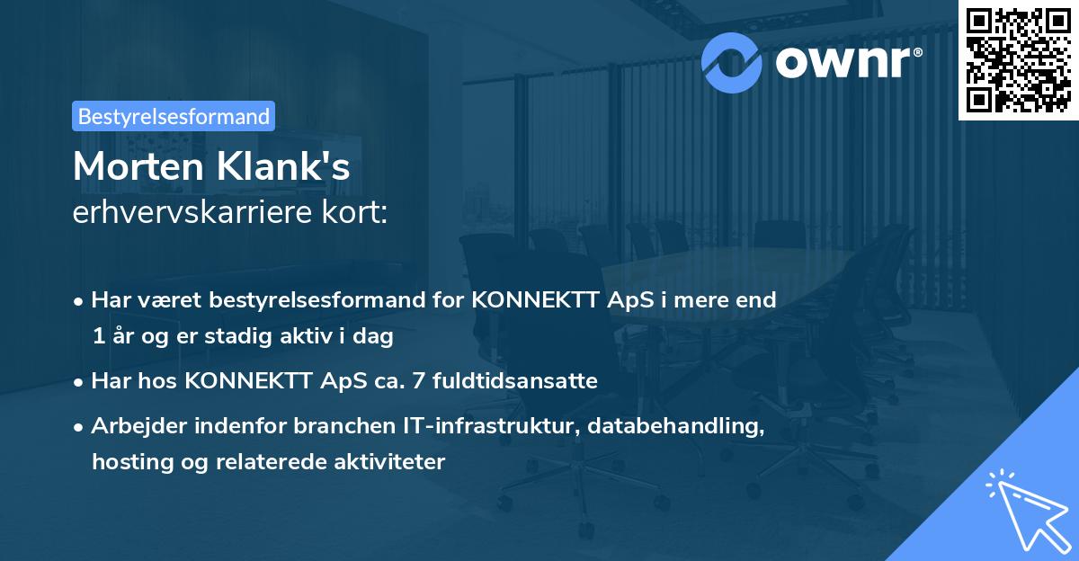 Morten Klank's erhvervskarriere kort