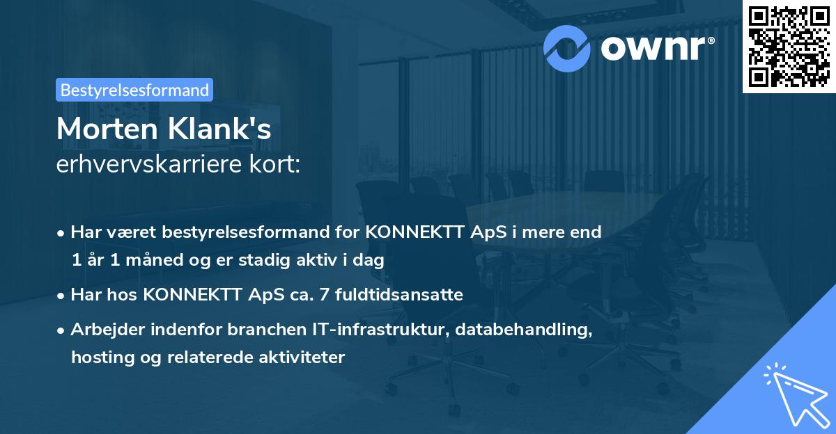 Morten Klank's erhvervskarriere kort