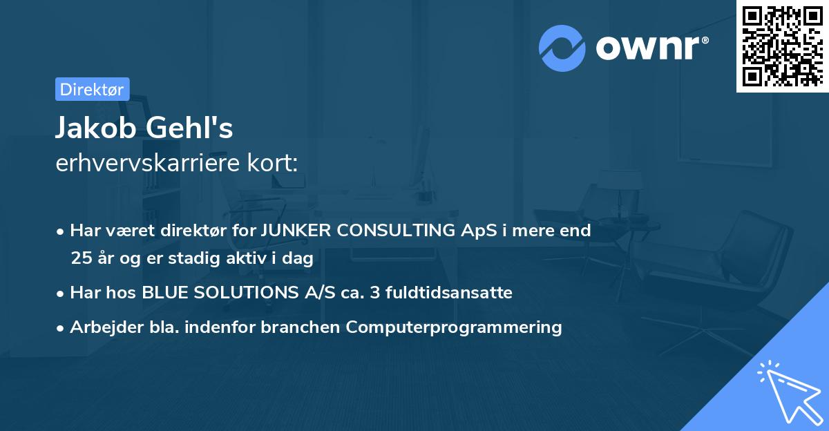 Jakob Gehl's erhvervskarriere kort