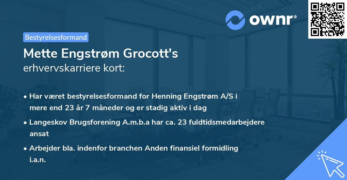 Mette Engstrøm Grocott's erhvervskarriere kort